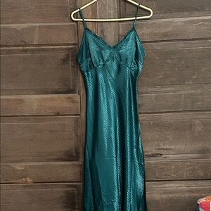 Japna Slip Midi Dress Dark‎ Green Side Slip Size Medium Sexy cocktail